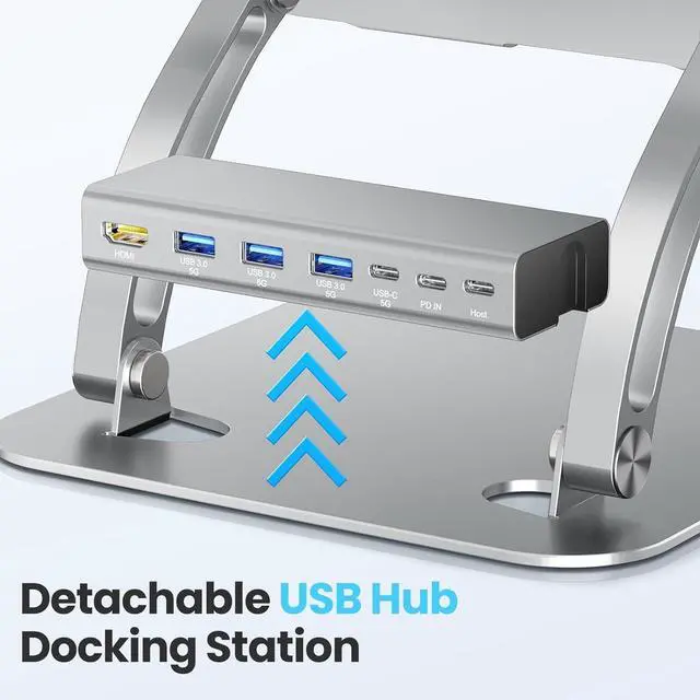 Alt view image 2 of 5 - Laptop Stand with Detachable USB-C Hub,3 USB Ports, Ergonomic Laptop Holder Docking Station