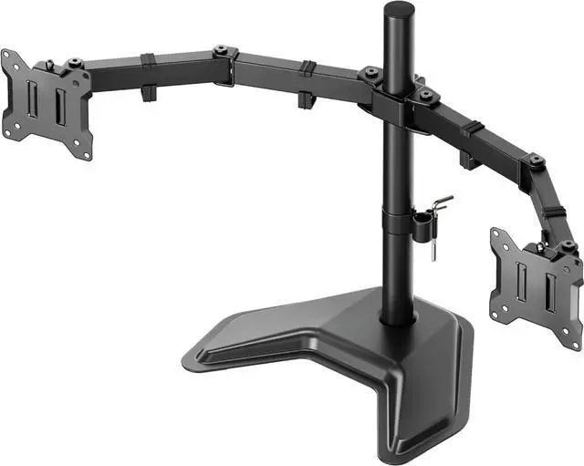 Main image of Stable Freestanding Dual Monitor Stand for 1732 Computer Screens, Heavy-Duty Desk Mount ,Adjustable Brackets and Arms, Solid V-Shaped Base