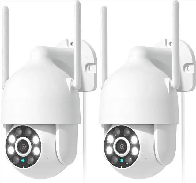 Main image of 2K Security Cameras Outdoor, 360°Pan-Tilt View 2.4G/5G WiFi Security Camera with Motion Tracking, Spotlight & Siren, 2-Way Audio, Waterproof (2 Pack)