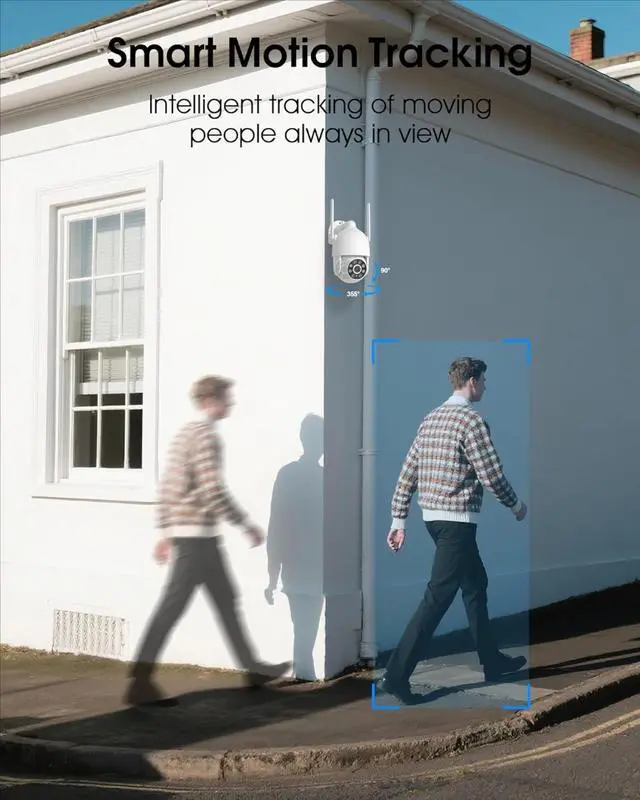 Alt view image 3 of 4 - 2K Security Cameras Outdoor, 360°Pan-Tilt View 2.4G/5G WiFi Security Camera with Motion Tracking, Spotlight & Siren, 2-Way Audio, Waterproof (2 Pack)