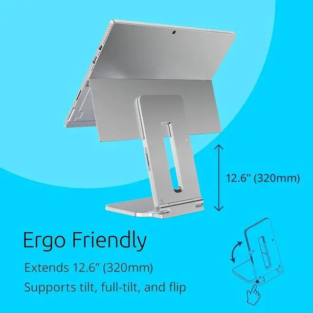 Alt view image 3 of 4 - Elevated Stand Adjustable for Surface Stand for Desk, on-Skid Tablet Holder Designed , Silver