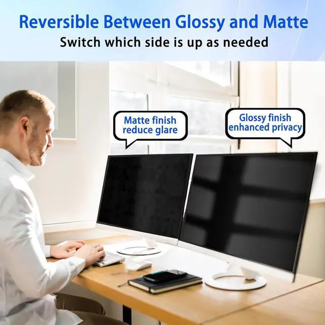 Alt view image 4 of 4 - 20 Inch Privacy Screen for Computer Monitor Eye Protection Anti Glare Blue Light Monitor Privacy Shield Screen 20 Inch 16:9 Aspect Ratio [2 Pack]