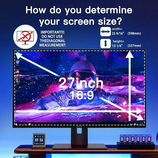 Alt view image 2 of 4 - 2 Pack Magnetic Hanging Computer Privacy Screen 27 Inch for 16:9 Widescreen Monitor, Removable Privacy Screen Anti Glare Blue Light