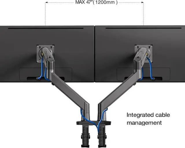 Alt view image 4 of 4 - Dual Monitor Desk Mount Stand Full Motion Swivel Computer Monitor Arm Fits 2 Screens up to 32'' with Load Capacity 6.6~26.4lbs for Each Monitor G75