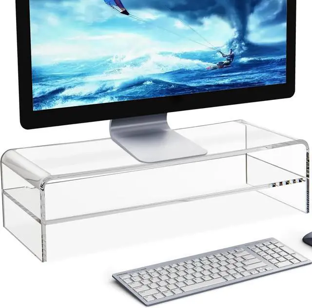 Main image of 20in Large Acrylic Monitor Stand, 2-Tier Premium Large Laptop Stand, Acrylic Computer Monitor Riser for Home, Office, Business