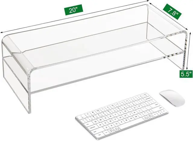 Alt view image 2 of 5 - 20in Large Acrylic Monitor Stand, 2-Tier Premium Large Laptop Stand, Acrylic Computer Monitor Riser for Home, Office, Business