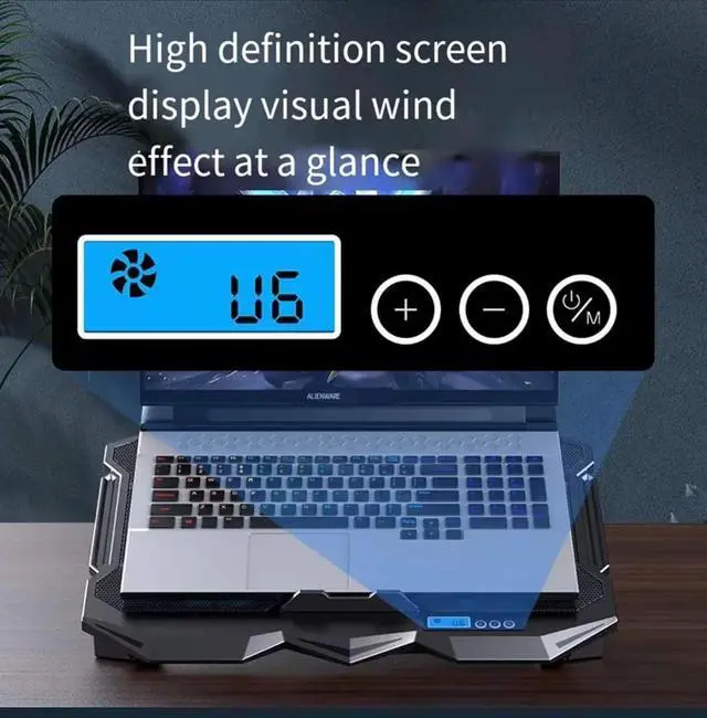 Alt view image 5 of 6 - Laptop Cooling pad14-17 inch Laptop, Cooler with 4 Fans, LCD Display Screen, 2 USB-A Port