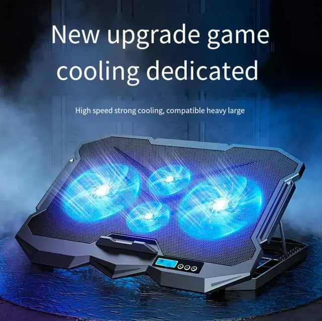 Alt view image 2 of 6 - Laptop Cooling pad14-17 inch Laptop, Cooler with 4 Fans, LCD Display Screen, 2 USB-A Port