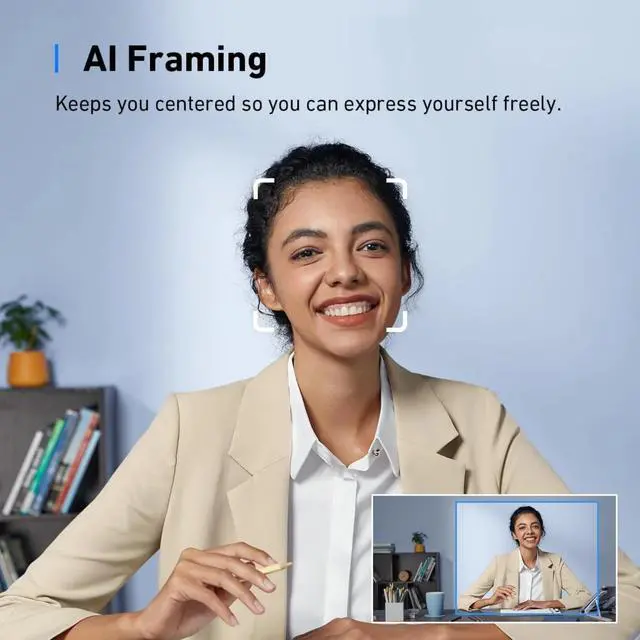 Alt view image 5 of 6 - C310 Webcam, 4K Webcam, 12 Megapixel, AI Auto Focus, AI Framing, AI Noise Canceling Mic, Built-in Privacy Cover