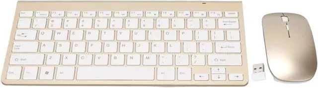 Alt view image 6 of 6 - Keyboard Mouse Set 2.4G USB Thin Ergonomic Mute for Computer (Gold Color)