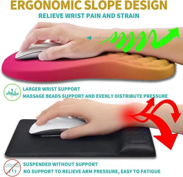 Alt view image 5 of 6 - 2 in 1 Ergonomic Mouse Pad Wrist Support & Wrist Rest, with Relieve Carpal Tunnel Pain Massage Bulge