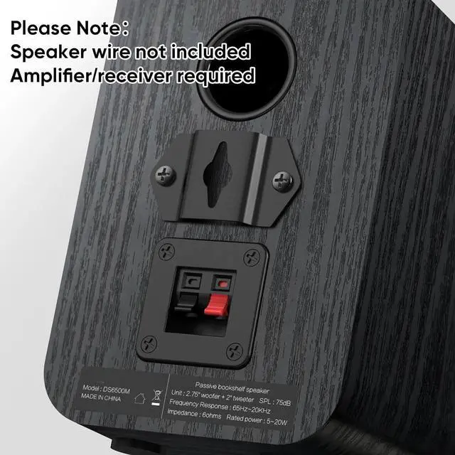 Alt view image 4 of 6 - Passive Bookshelf Speakers,Home Desktop Stereo Speakers with Crisper Sound and Classic Wood Grain