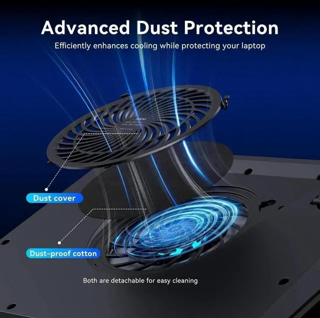 Alt view image 3 of 6 - Gaming Laptop Cooler, Laptop Cooling Pad Stand with 5.5inch External Cooling Fan, Fast Cooling Computer Laptop 15.6-21in