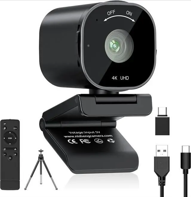 Main image of 4K USB Webcam with 4 Noise-Canceling Mics, 50-92 FOV, Built-in OSD & Privacy Cover, Plug & Play
