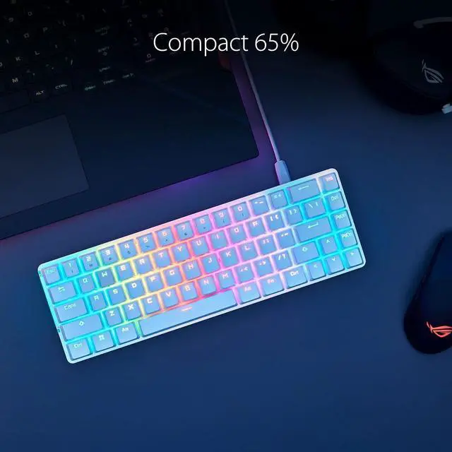 Alt view image 2 of 4 - ROG Falchion Ace 65% RGB Compact Gaming Mechanical Keyboard, Lubed ROG NX Brown Switches & Switch Stabilizers, Sound-Dampening Foam, PBT Keycaps, Wired with KVM, Three Angles, Cover Case-Black