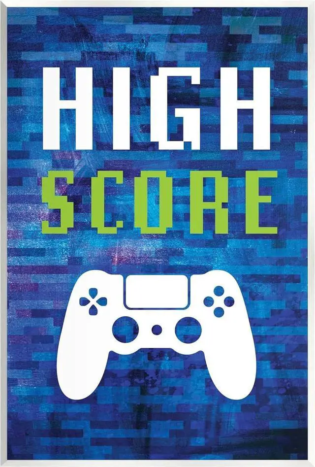 Main image of Pixel Style Gaming Controller Typography Wood Wall Art, Design By Victoria Barnes