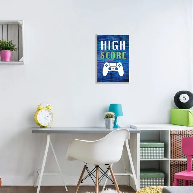 Alt view image 2 of 3 - Pixel Style Gaming Controller Typography Wood Wall Art, Design By Victoria Barnes