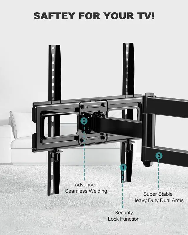 Alt view image 3 of 3 - Full Motion Articulating Swivel Extension TV Wall Mount with Tilt for 32-55"" LED, OLED and 4K TVs with VESA Up to 400x400mm-Weight Capacity Up to 77lbs (EBMFK7) Brand: ERGO TAB