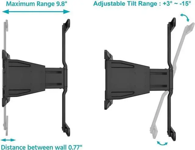 Alt view image 3 of 4 - Ultra-Slim Full-Motion Articulating TV Wall Mount Bracket - For 40" ~ 75" TVs Max Weight 66lbs VESA Up to 200x200 Concrete & Brick Compatible, Black