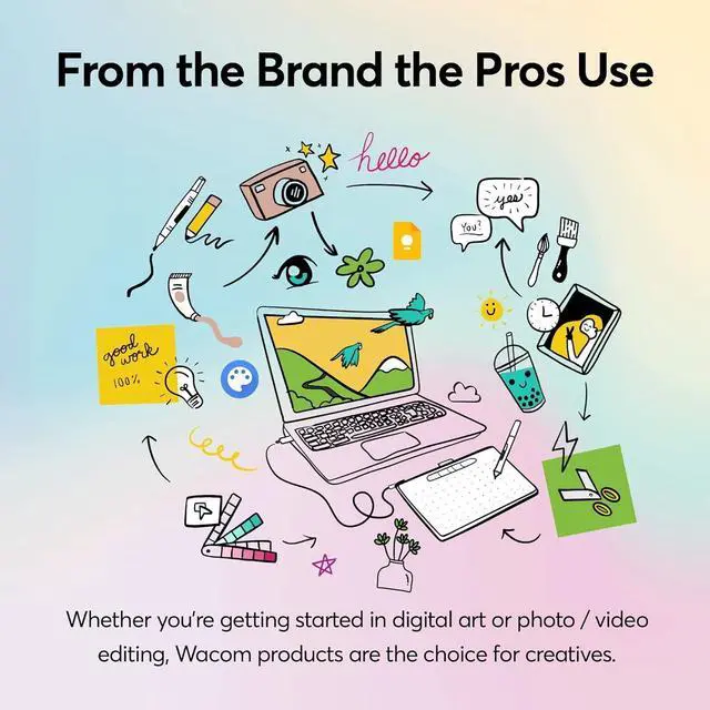 Alt view image 2 of 4 - Intuos Small Graphics Drawing Tablet, includes Training & Software; 4 Customizable ExpressKeys Compatible With Chromebook Mac Android & Windows, photo/video editing, design & education,Black