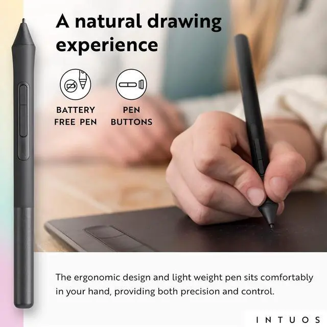 Alt view image 3 of 4 - Intuos Small Graphics Drawing Tablet, includes Training & Software; 4 Customizable ExpressKeys Compatible With Chromebook Mac Android & Windows, photo/video editing, design & education,Black