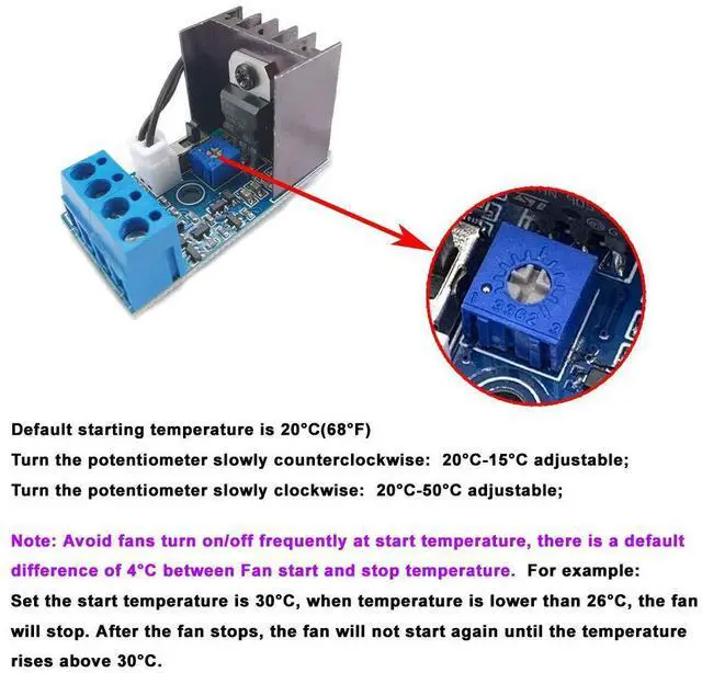 Alt view image 5 of 7 - DC 12V 1A Automatic PC CPU Fan Temperature Control Speed Controller Case Fan Speed Governor with Sensor for 2 3 4 Wire Fan