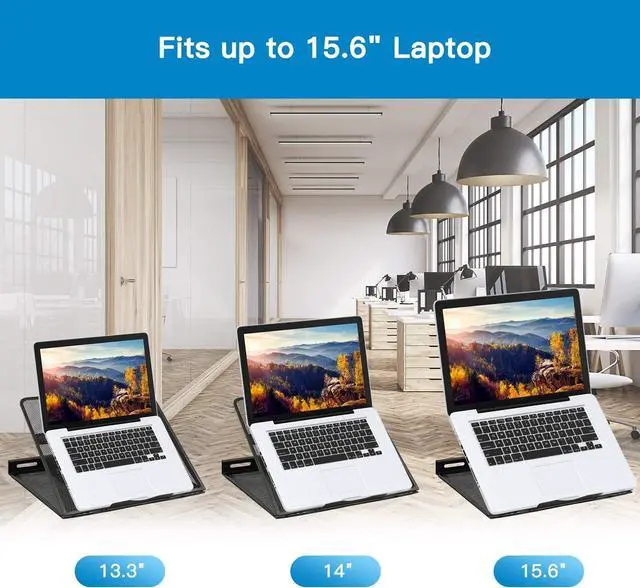 Alt view image 7 of 7 - FOR Adjustable Laptop Stand Riser for Desk Fits Up to 15.6 inch Notebook Mesh Ventilated Laptop Cooling Stand with 8 Tilt Levels