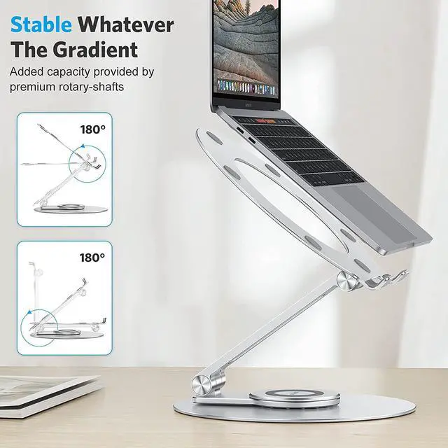 Alt view image 4 of 7 - forAdjustable Laptop Stand with 360 Rotating Base Ergonomic Laptop Riser for Collaborative Work Dual Rotary Shaft Fully Foldable for Easy Storage Fits MacBook / All Laptops up to 16 inches