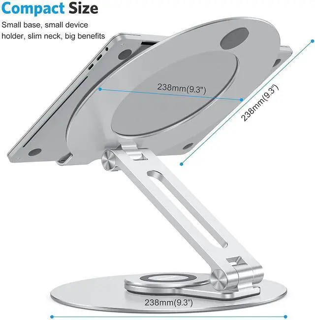 Alt view image 6 of 7 - forAdjustable Laptop Stand with 360 Rotating Base Ergonomic Laptop Riser for Collaborative Work Dual Rotary Shaft Fully Foldable for Easy Storage Fits MacBook / All Laptops up to 16 inches