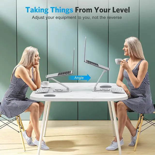 Alt view image 7 of 7 - forAdjustable Laptop Stand with 360 Rotating Base Ergonomic Laptop Riser for Collaborative Work Dual Rotary Shaft Fully Foldable for Easy Storage Fits MacBook / All Laptops up to 16 inches