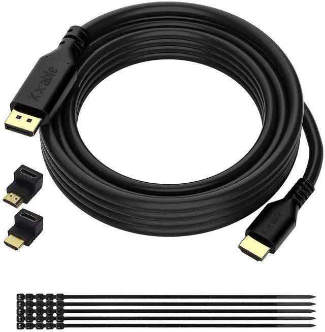Main image of FOR-4K DisplayPort to HDMI Cable 50 Feet 24AWG Bare Copper Wires DP to HDMI Male to Male Cord Adapter Converter for PC to HDTV Monitor Projector with 2 HDMI Adapter and 25 Cable Ties