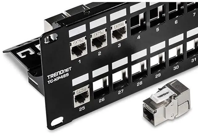 Alt view image 4 of 6 - for48-Port Blank Keystone Shielded 2U HD Patch Panel, TC-KP48S, 2U 19 Metal Rackmount Housing, Network Management Panel, Recommended with TC-K06C6A Cat6A Keystone Jacks (Sold Separately)
