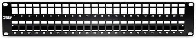 Alt view image 6 of 6 - for48-Port Blank Keystone Shielded 2U HD Patch Panel, TC-KP48S, 2U 19 Metal Rackmount Housing, Network Management Panel, Recommended with TC-K06C6A Cat6A Keystone Jacks (Sold Separately)