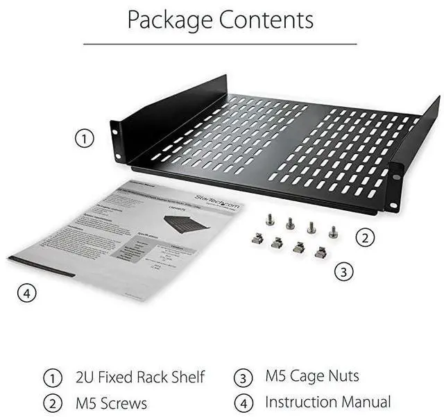 Alt view image 5 of 6 - 2U Server Rack Shelf Universal Vented Cantilever Tray for 19quot Network Equipment Rack amp Cabinet Heavy Duty Steel 50lb 16quot Deep CABSHELFV