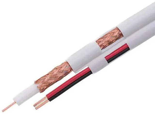 Main image of 250FT White Bulk Siamese RG59U Cable 20AWG + 182AWG 95 Shielding CCTV Video Wire