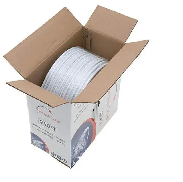 Alt view image 2 of 3 - 250FT White Bulk Siamese RG59U Cable 20AWG + 182AWG 95 Shielding CCTV Video Wire