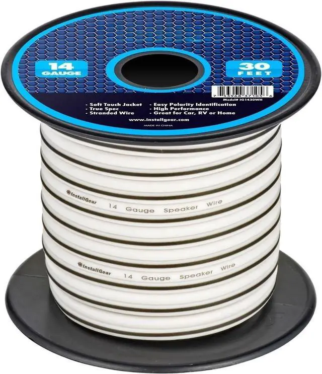 Main image of 14 Gauge AWG 30ft Speaker Wire Cable White