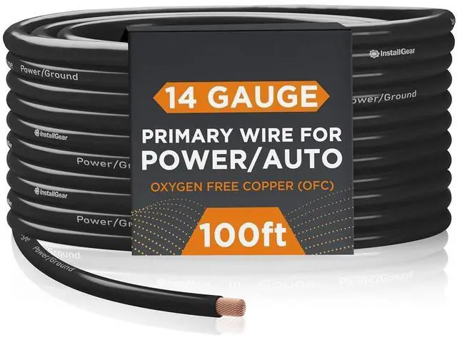 Main image of 14 Gauge OFC Primary Remote Wire, 100-feet - Black - Speaker Cable for Car Speakers Stereos, Home Theater Speakers, Surround Sound, Radio, Automotive Wire, Outdoor - Speaker Wire 14 Gauge
