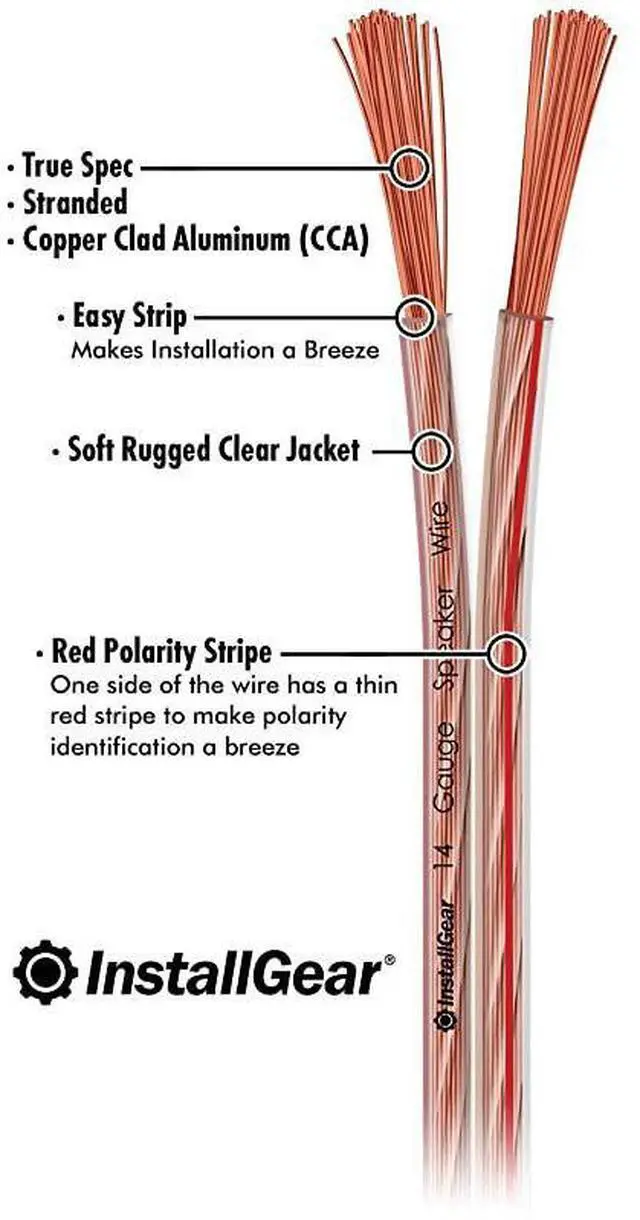 Alt view image 2 of 5 - for 14 Gauge AWG 30ft Speaker Wire Cable Clear