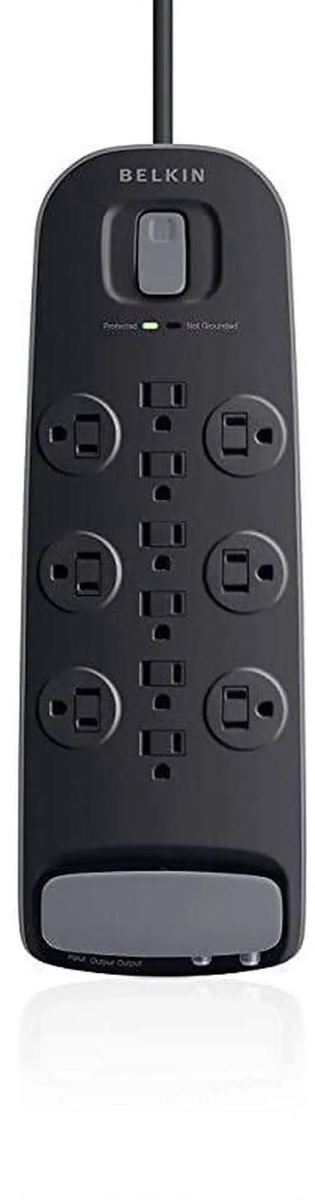 Main image of 12Outlet Power Strip Surge Protector wFlat Plug 8ft Cord Ideal for Computers Home Theatre Appliances Office Equipment 4000 Joules