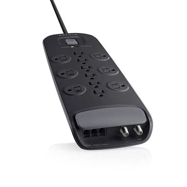 Alt view image 3 of 4 - 12Outlet Power Strip Surge Protector wFlat Plug 8ft Cord Ideal for Computers Home Theatre Appliances Office Equipment 4000 Joules