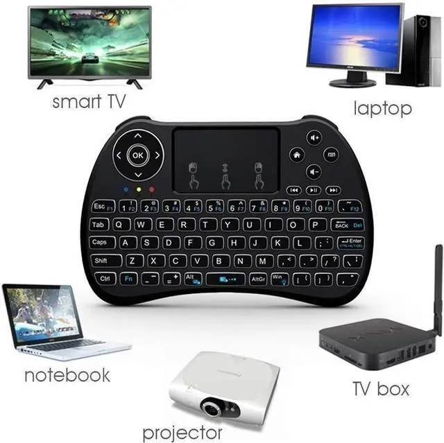 Alt view image 3 of 3 - (Backlit Version)REIIE H9+ Backlit Wireless Mini Handheld Remote Keyboard with Touchpad Work for PC,Raspberry Pi 2, Android TV Box ,KODI,Windows 7 8 10