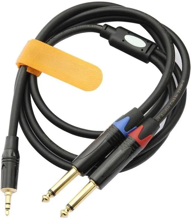 Alt view image 2 of 2 - 1/8" TRS Stereo to Dual 1/4" TS Mono Y-Splitter Cable, 3.5mm Mini Jack Aux to Quarter inch 6.35mm Jack Stereo Breakout Cord - 3.3 feet