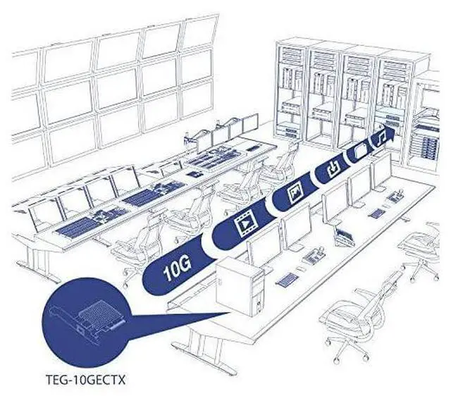 Alt view image 3 of 6 - FOR-10 Gigabit PCIe Network Adapter TEG10GECTX Converts a PCIe Slot into a 10G Ethernet Port Supports 8021Q Vlan Includes Standard amp LowProfile Brackets WindowsServer PCIe 20 PCIe 30