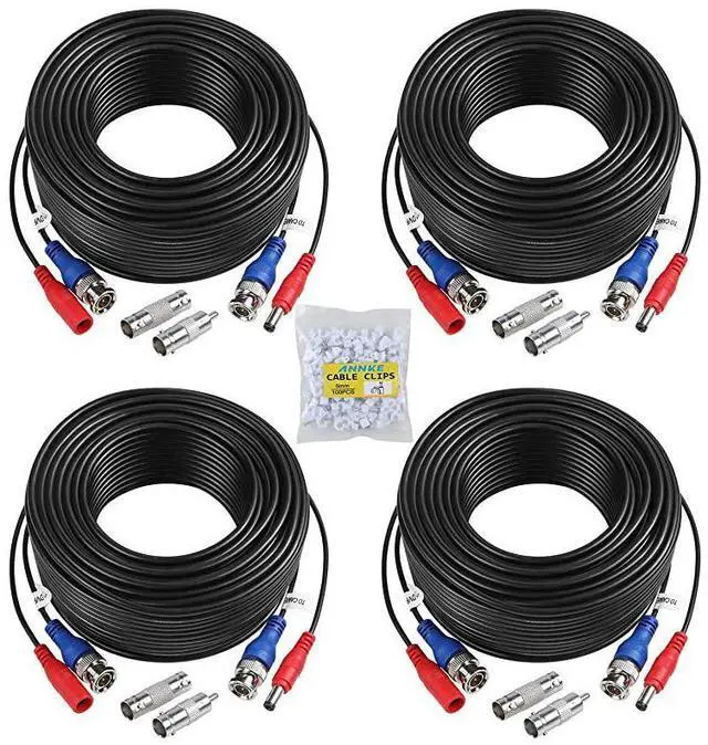 Main image of for100ft BNC Video and Power Security Camera Cable with BNC Connectors and RCA Adapters for CCTV Camera System Black