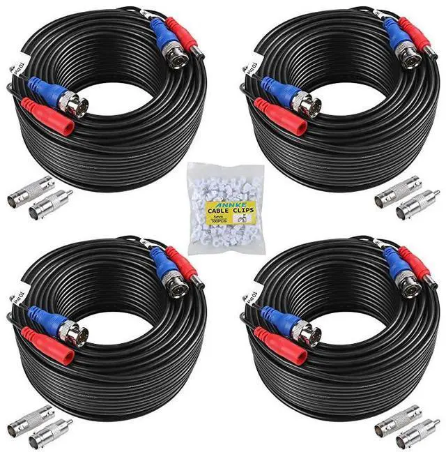 Alt view image 2 of 7 - for100ft BNC Video and Power Security Camera Cable with BNC Connectors and RCA Adapters for CCTV Camera System Black