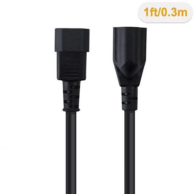 Alt view image 2 of 3 - for 10Pack 1 Foot 18AWG Standard Computer Power Adapter Cord NEMA 515R Receptacle to IEC320 C14 03MBlack