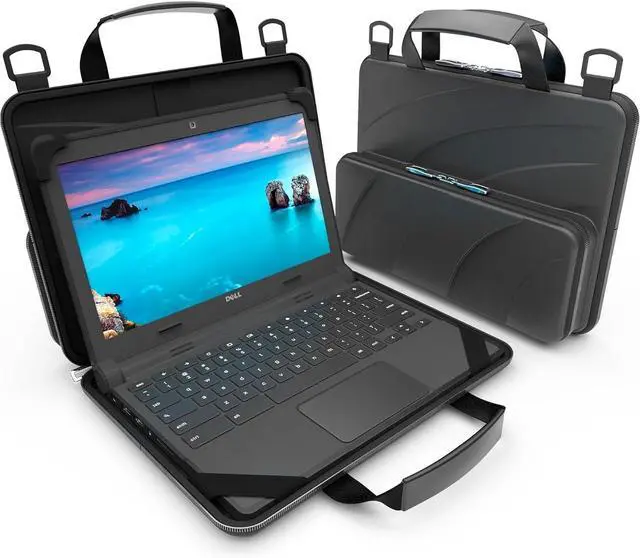 Main image of 11116 inch Workin Chromebook Laptop Case with Pouch and Shoulder Strap Black PU