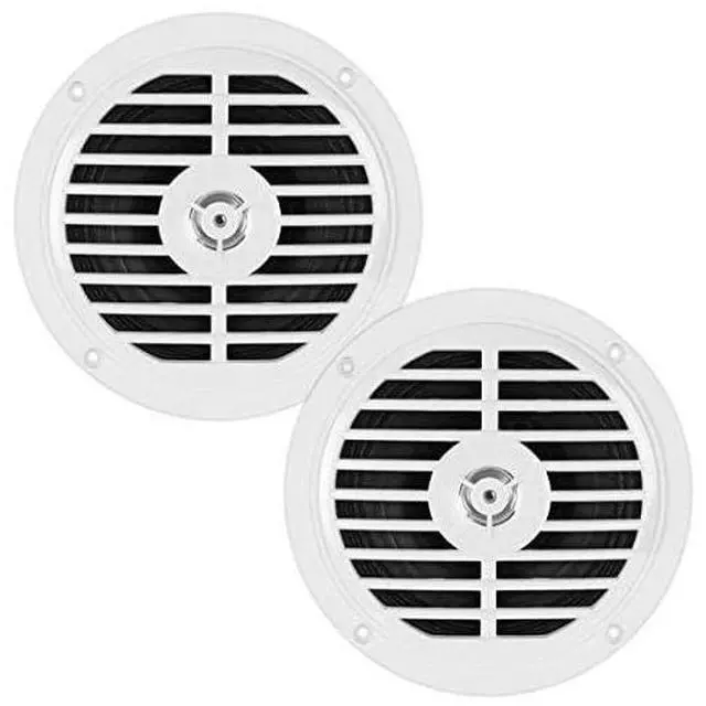 Main image of FOR 525 Inch Dual Marine Speakers 2 Way Waterproof and Weather Resistant Outdoor Audio Stereo Sound System with 100 Watt Power Polyprone Cone and Cloth Surround 1 Pair PLMR57W White