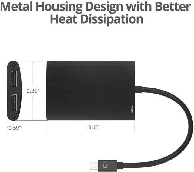 Alt view image 3 of 3 - 2-Port Mini DisplayPort 1.2 to 2 DisplayPort MST Hub Video Splitter Not for HDMI DisplayPort Daisy Chain Monitor Not for MacOS (CE-DP0J11-S1)